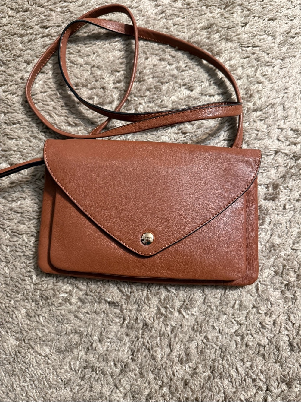 Lodis Leather Cognac Envelope Crossbody Bag